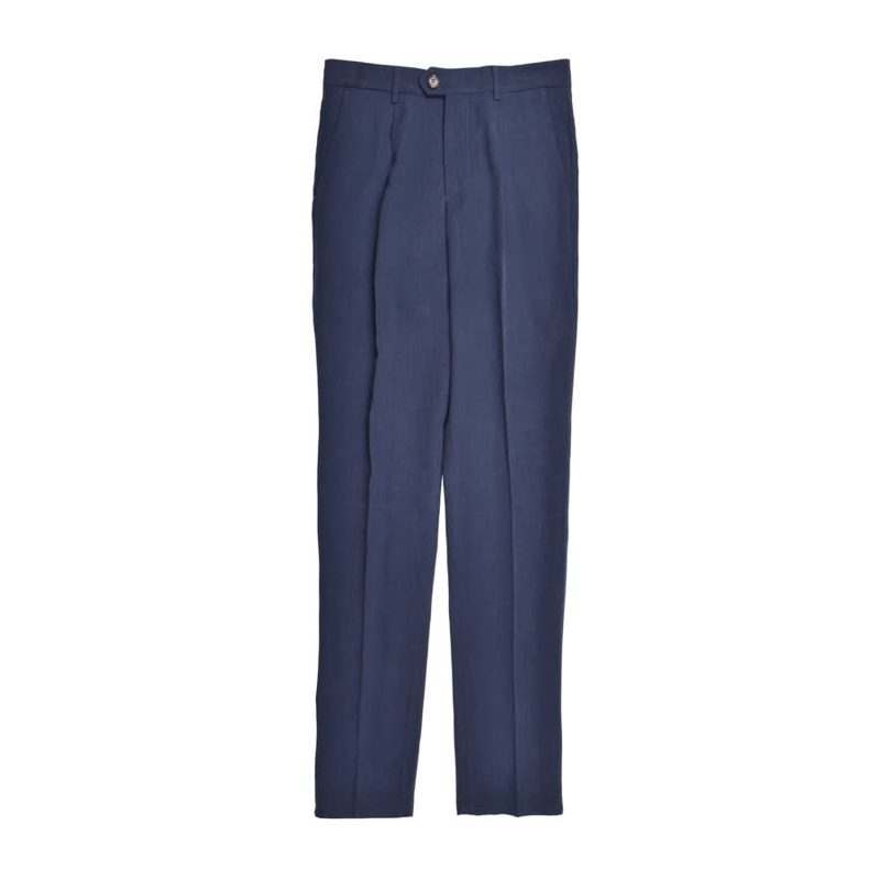 Brunello Cucinelli Blue Linen Dress Trousers_Blue