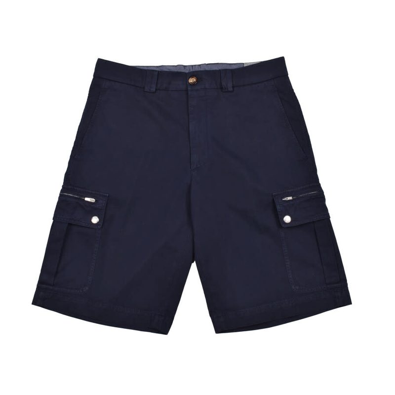 Brunello Cucinelli Blue Cotton Cargo Bermuda Shorts_Blue