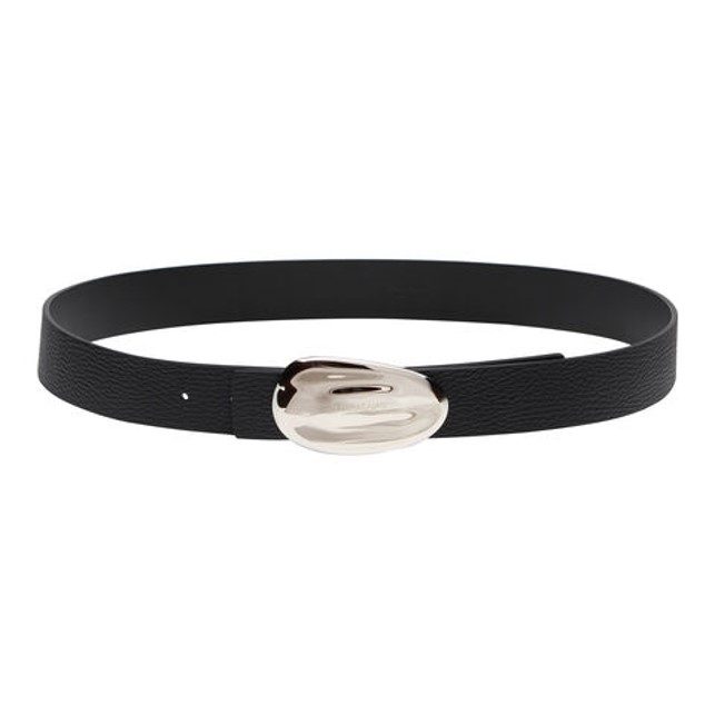 Mens Sculptural Gancini Pebble Leather Belt_Black