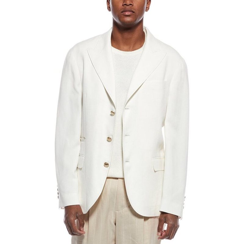 Brunello Cucinelli Panama Linen Tailored Blazer_White