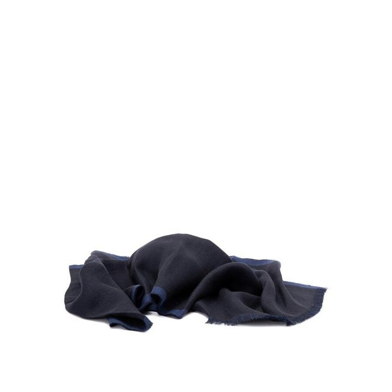 Brunello Cucinelli Navy Linen Scarf_Navy