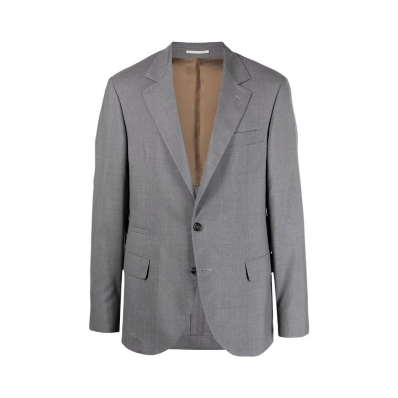 Brunello Cucinelli Gray Wool Silk Tailored Jacket_Grey