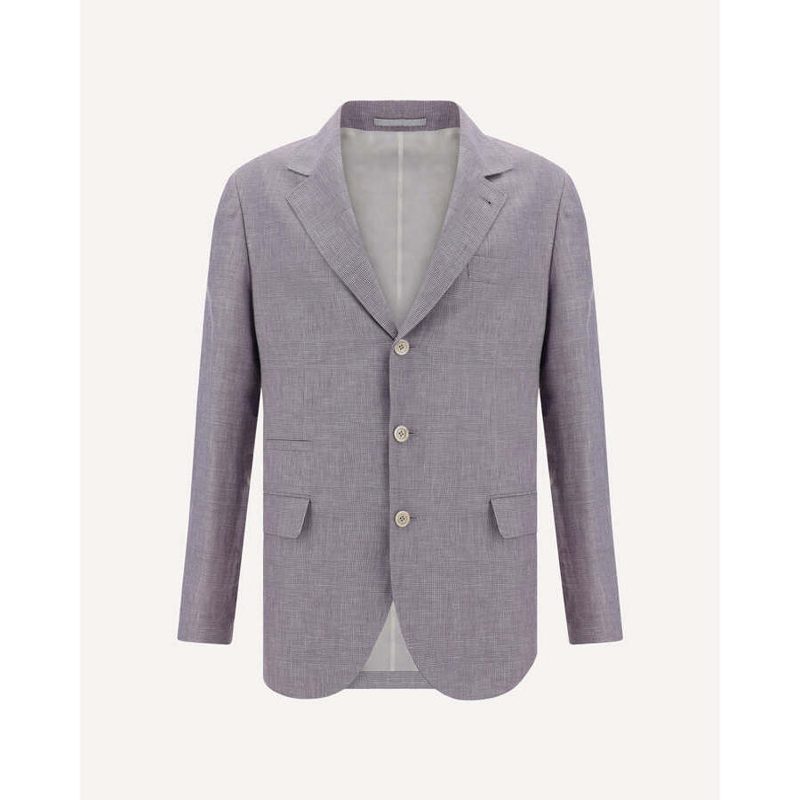Brunello Cucinelli Lavender Wool Linen Silk Blazer_Purple