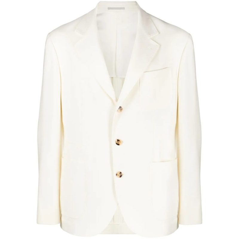 Brunello Cucinelli Ivory Single-Breasted Blazer_Beige