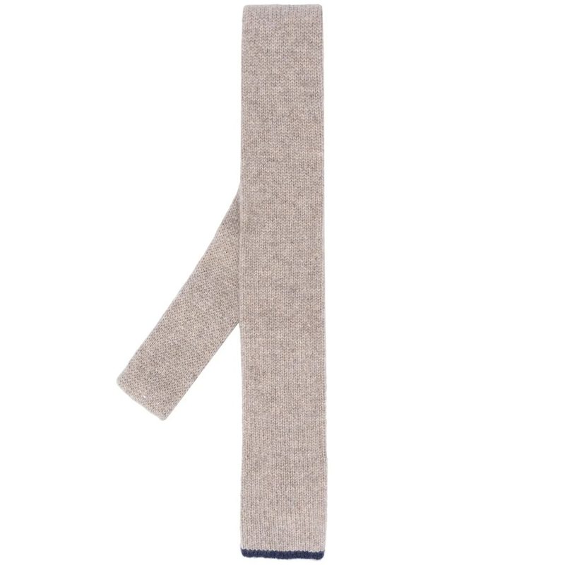 Brunello Cucinelli Sand Knit Tie With Contrast Tip_Beige