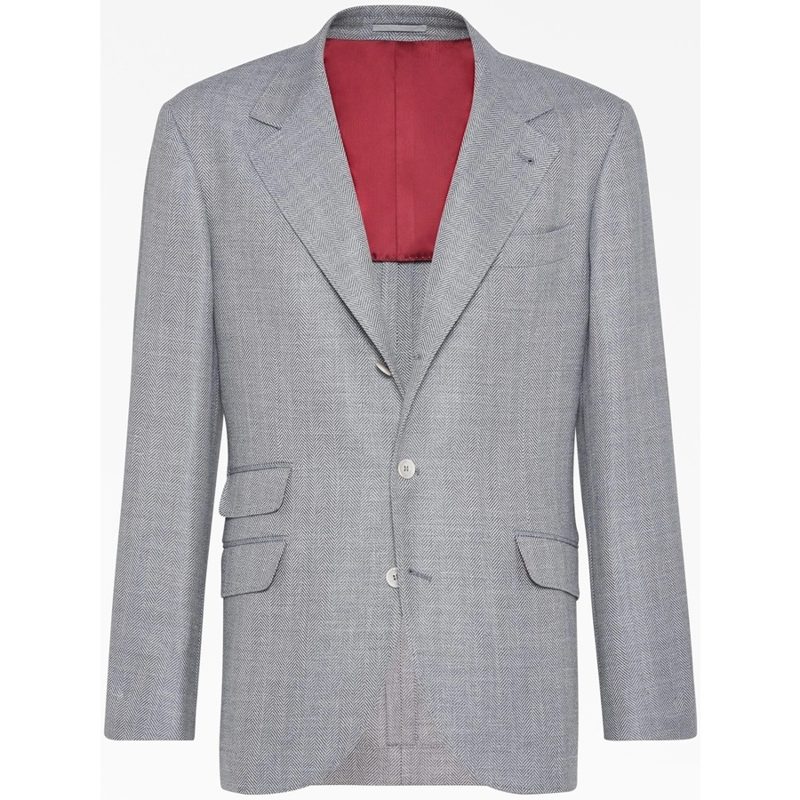 Brunello Cucinelli Medium Grey Wool Blend Blazer_Grey