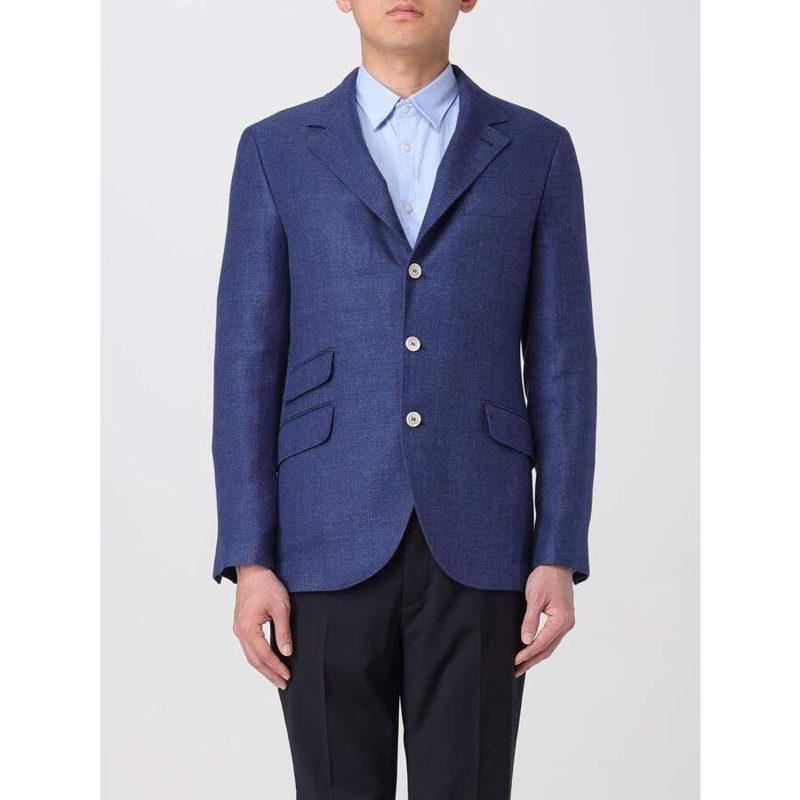 Brunello Cucinelli Indigo Linen Wool Blend Blazer_Blue