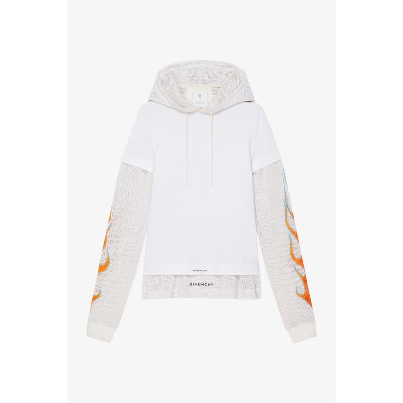 Jersey & Mesh Hoodie All-In-One Look8/18 White_White