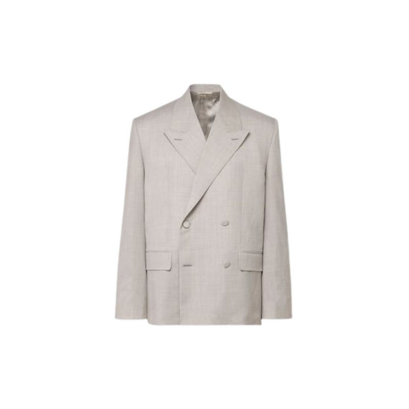 Peak Lapel Double Breasted Jacket Chalk White_White