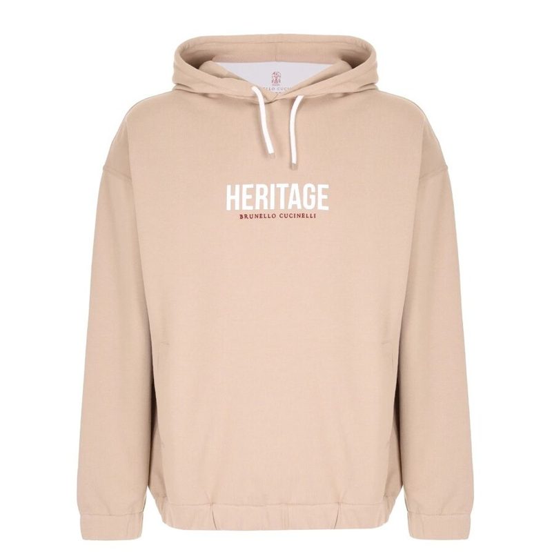Brunello Cucinelli Crete Hooded Sweatshirt With Logo_Beige