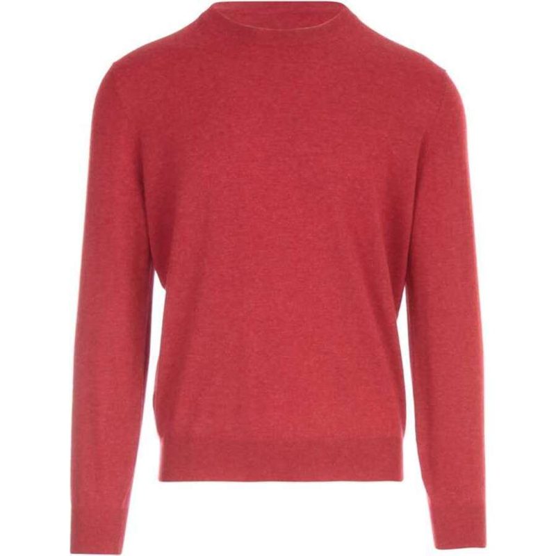 Brunello Cucinelli Tomato Cashmere Crewneck Sweater_Red