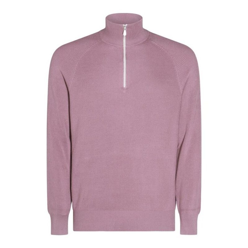 Brunello Cucinelli Mallow Half-Zip Sweater_Pink
