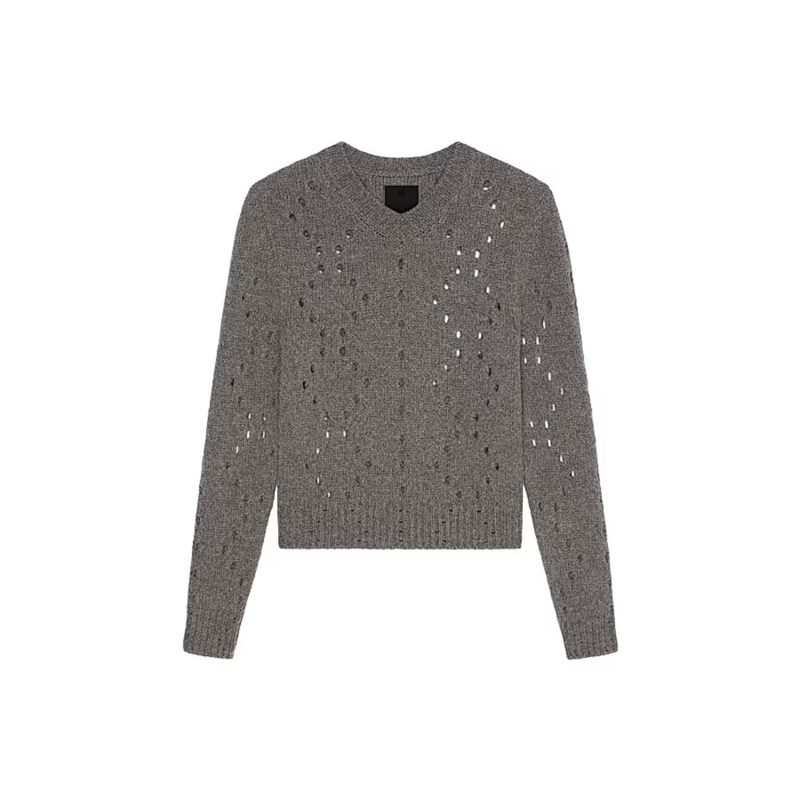 Short V Neck Sweater Medium Grey_Grey