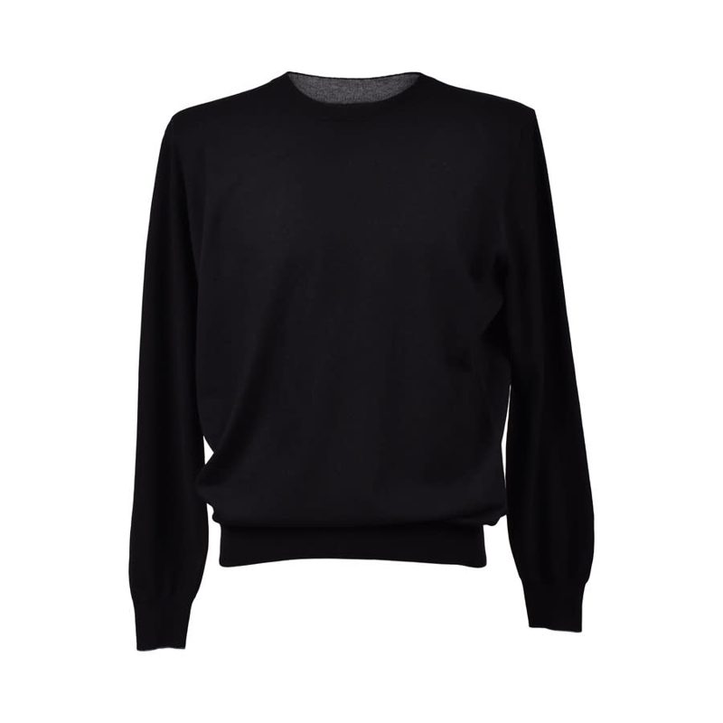 Brunello Cucinelli Black Cashmere Crew Neck Sweater_Multi-Color