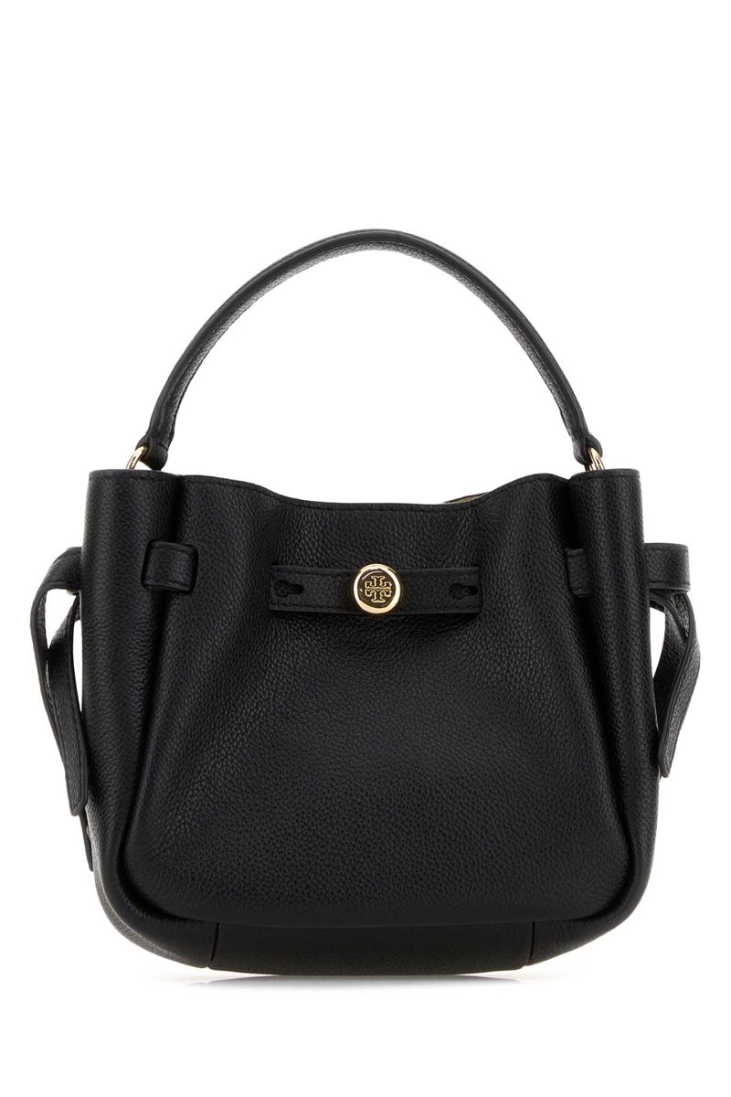 Black Leather Mini Romy Bucket Bag