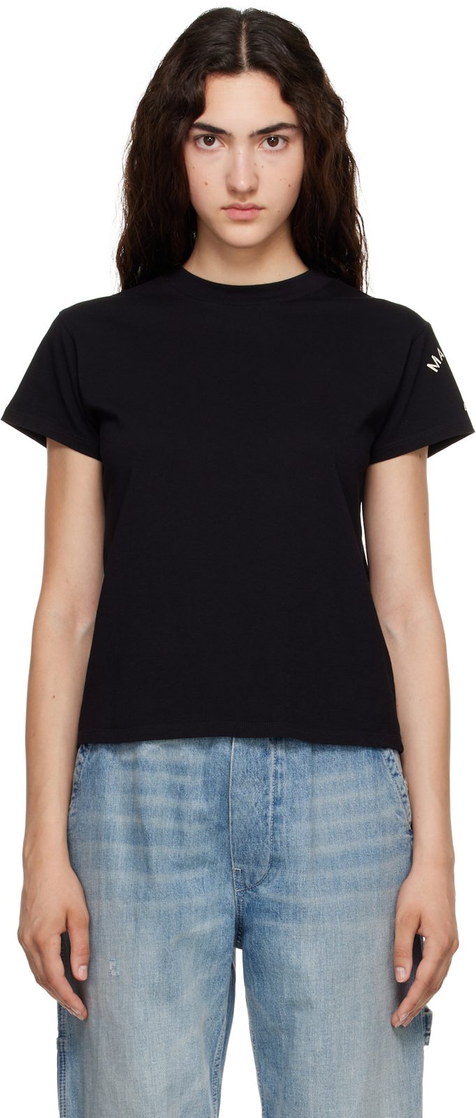 Black Mannequin-Print Cotton Jersey T-shirt 262188F110009