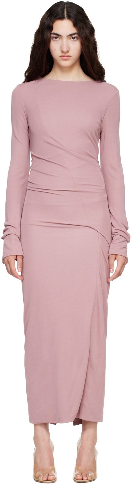 Pink Draped Maxi Dress 262254F054000