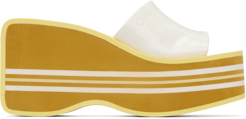 Chloe Yellow Swimming Cool Wedge Mule Heeled Sandals 262338F125009