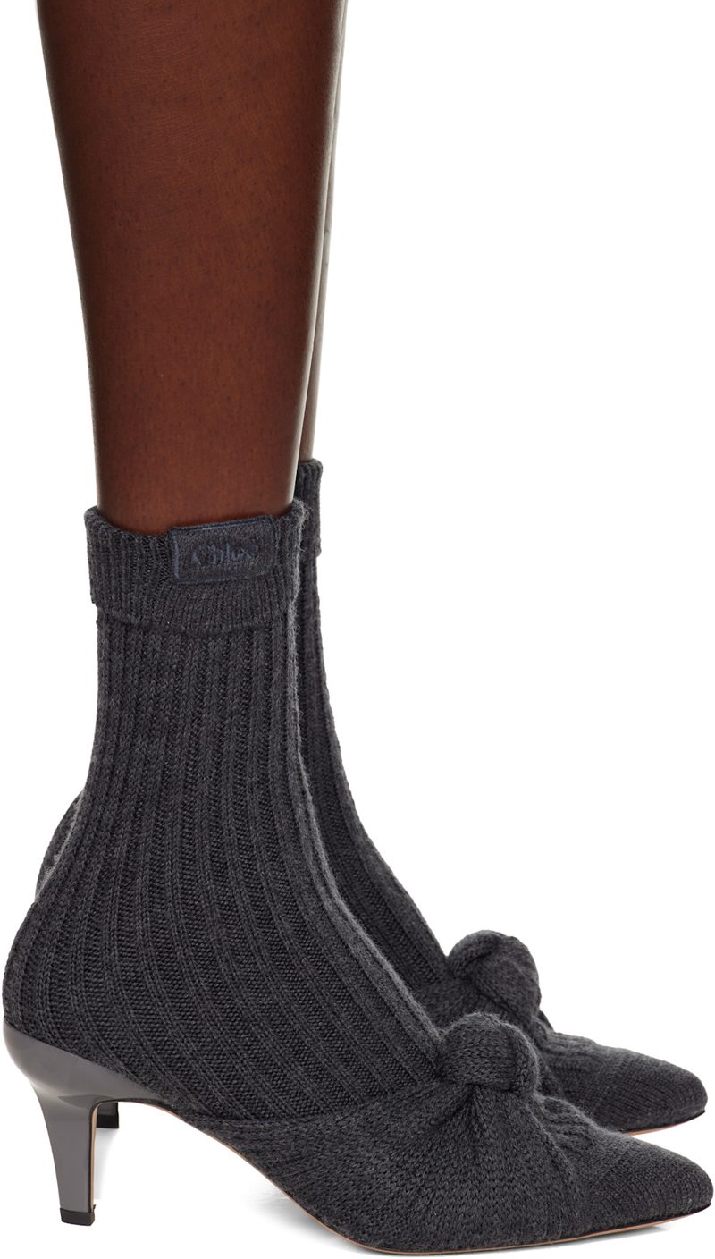 Chloe Gray Suzie Heeled Ankle Boots 262338F122004
