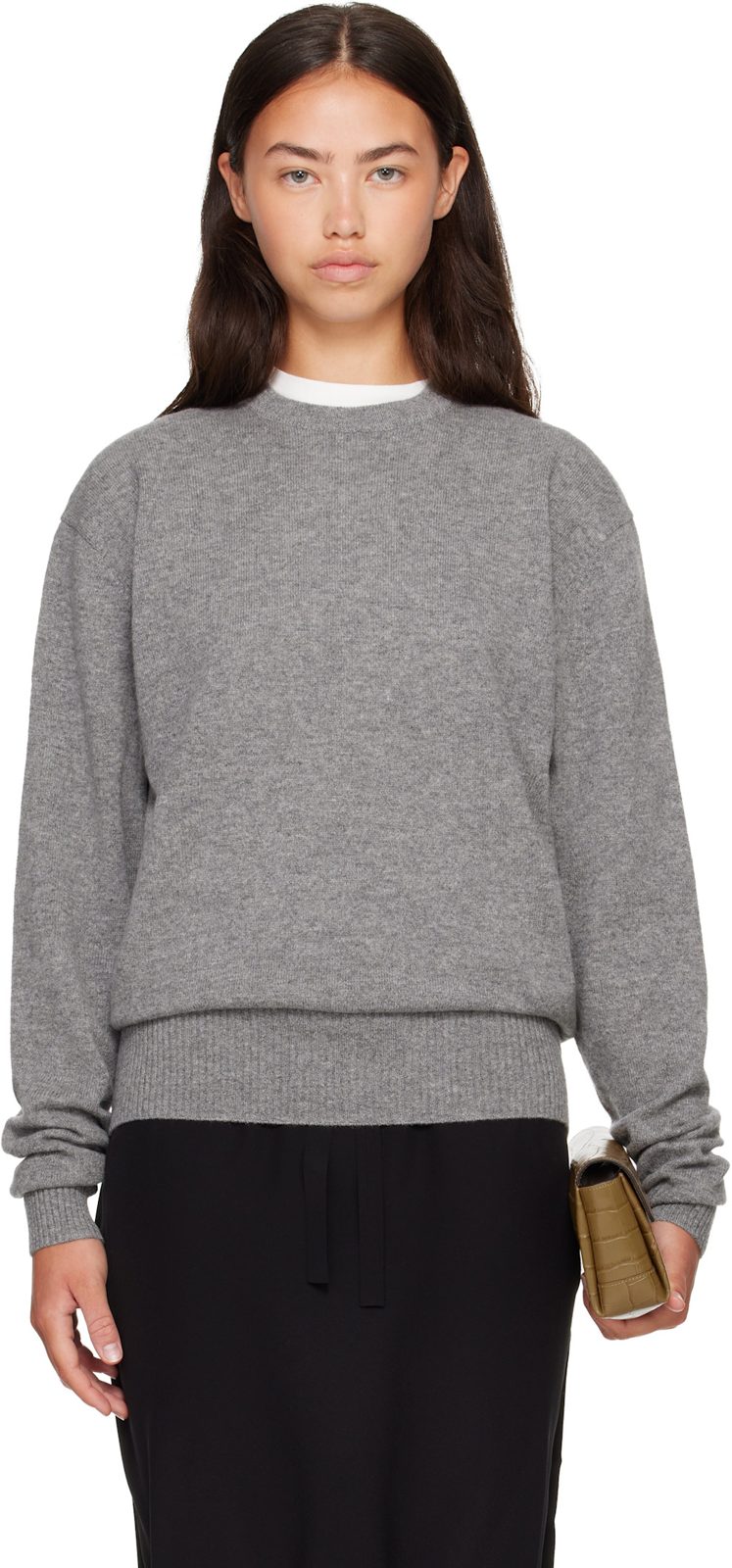 TOTEME Gray Classic Cashmere Crew Knit Sweater 262771F096000