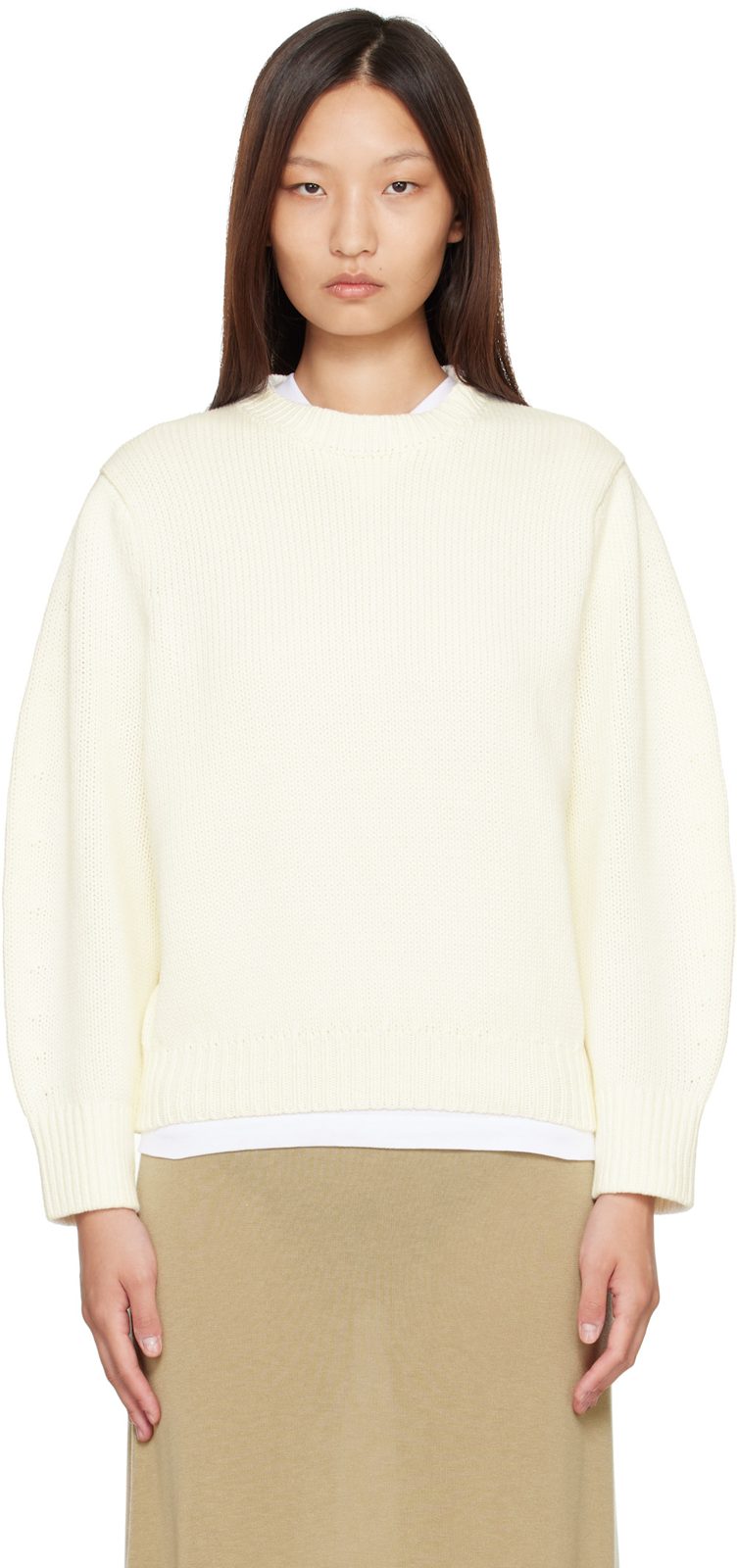 TOTEME [오프화이트] Oversized Crew Knit Sweater 262771F096006