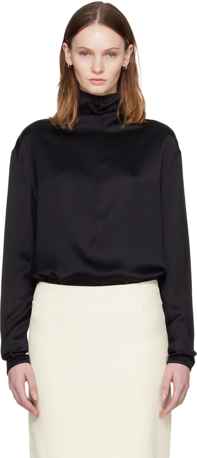 TOTEME Black Slouch-Neck Blouse 262771F107000