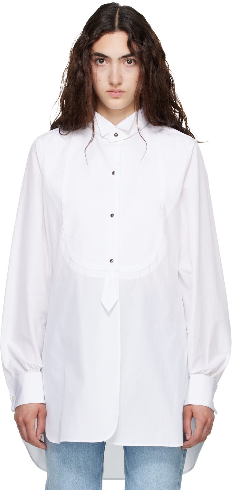 White Tuxedo Cotton Shirt 262168F109000