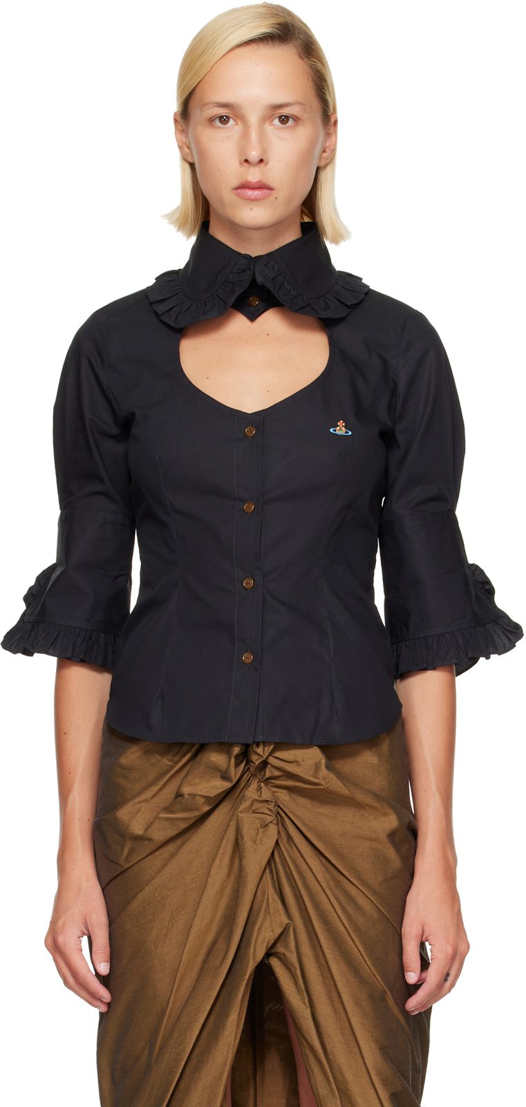 Black S / S Toulouse Frill Shirt 262314F109005