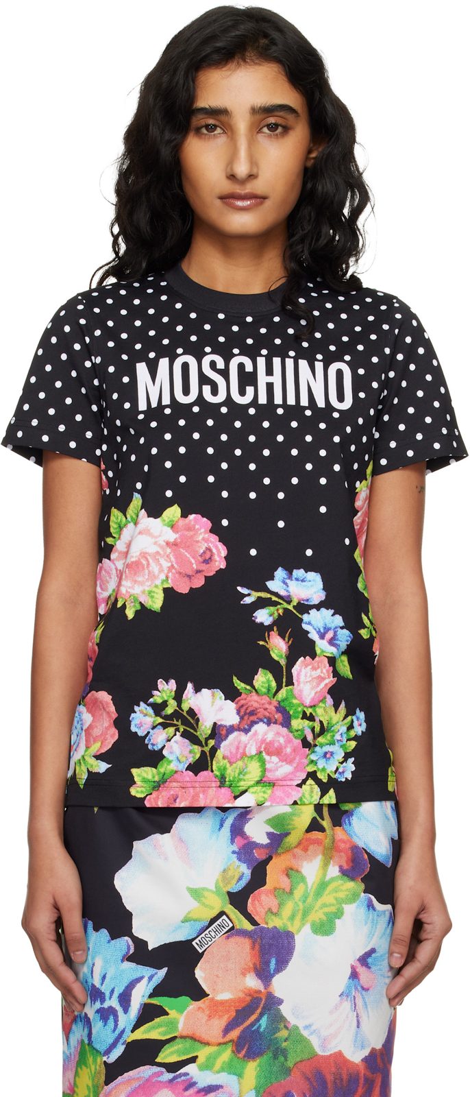 Moschino Black Printed Organic Cotton Jersey T-shirt 261720F110002