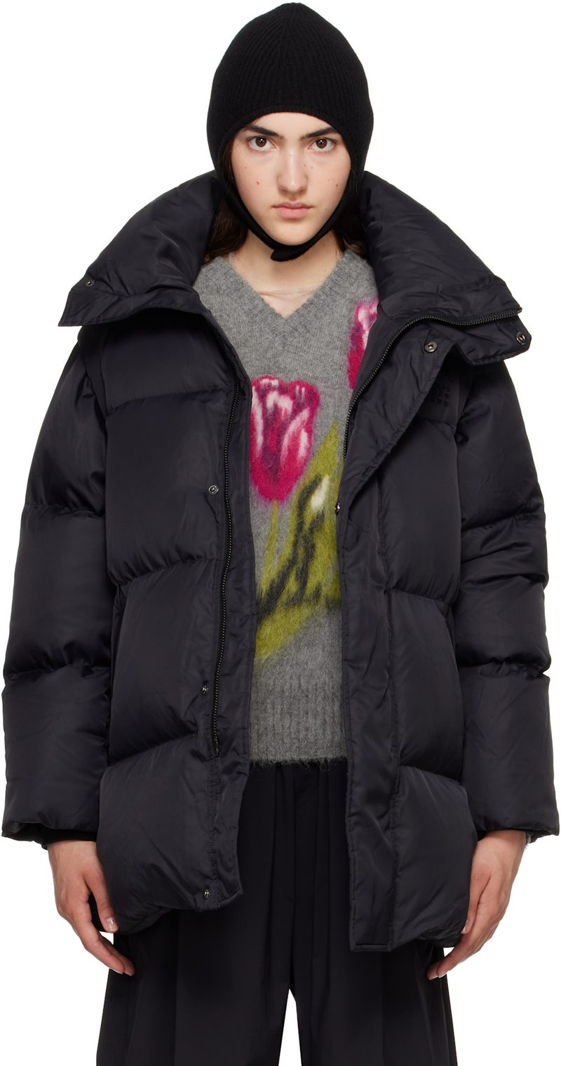 Black Nylon Down Puffer Jacket 262188F061000