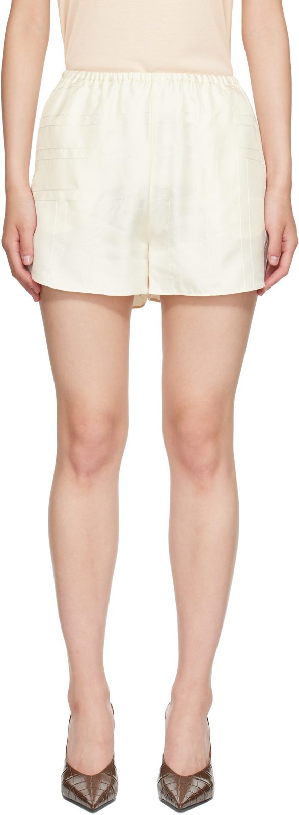 TOTEME [오프화이트] Monogram Silk PJ Shorts 262771F088004