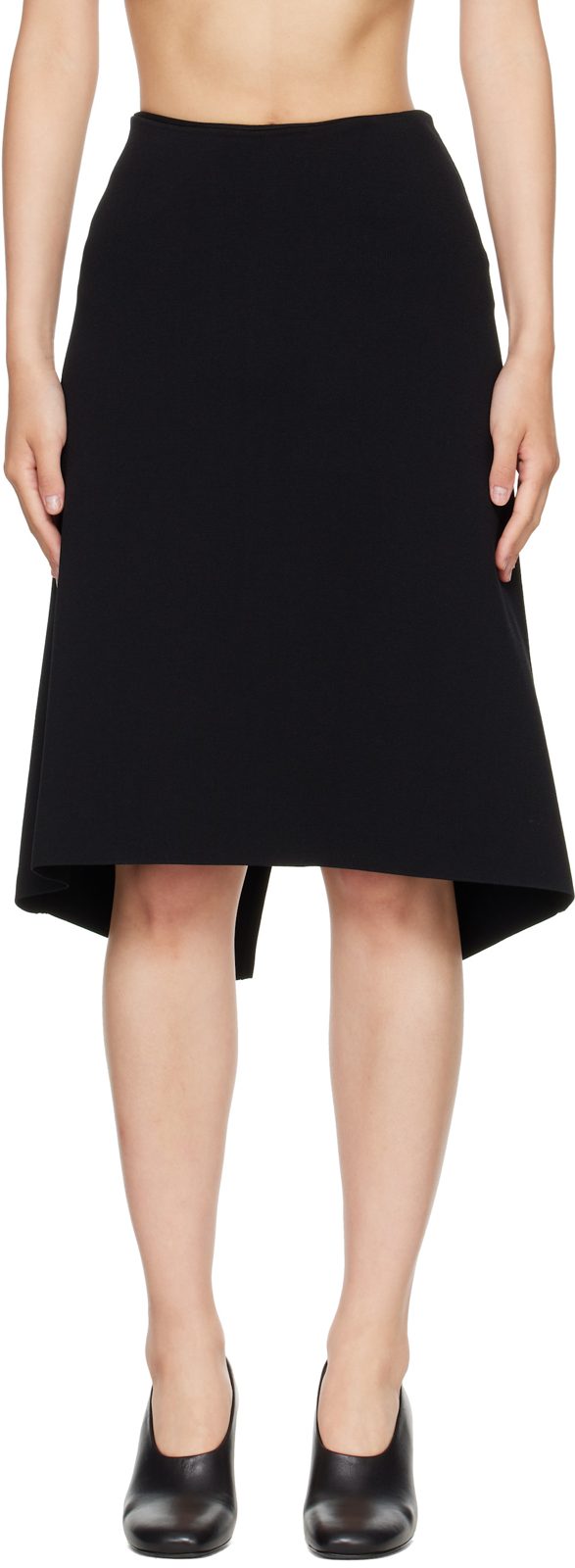TOTEME Black Dipped Knit Midi Skirt 262771F092000