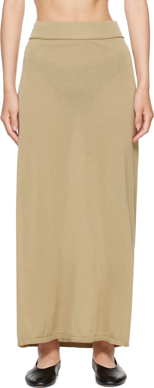 TOTEME Beige Long Knit Maxi Skirt 262771F093009