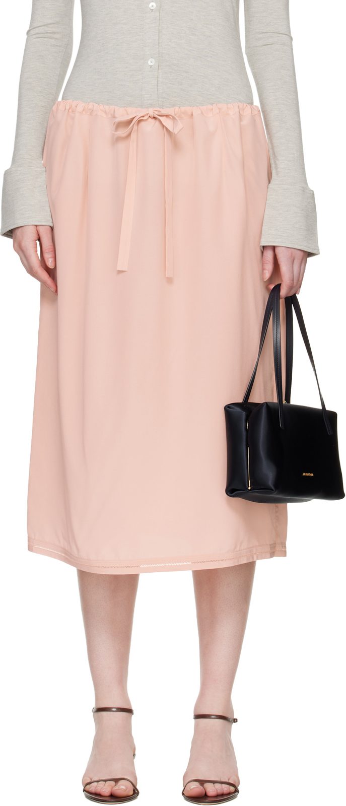 TOTEME Pink Fluid Silk Midi Skirt 262771F092003