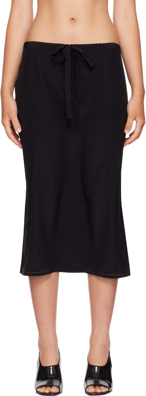 TOTEME Black Fluid Silk Midi Skirt 262771F092002