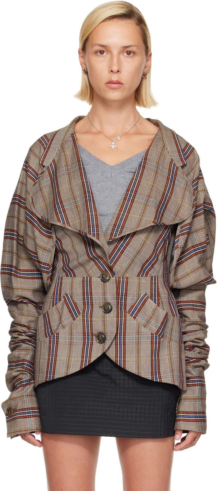 Taupe Appetizer Blazer 262314F063000