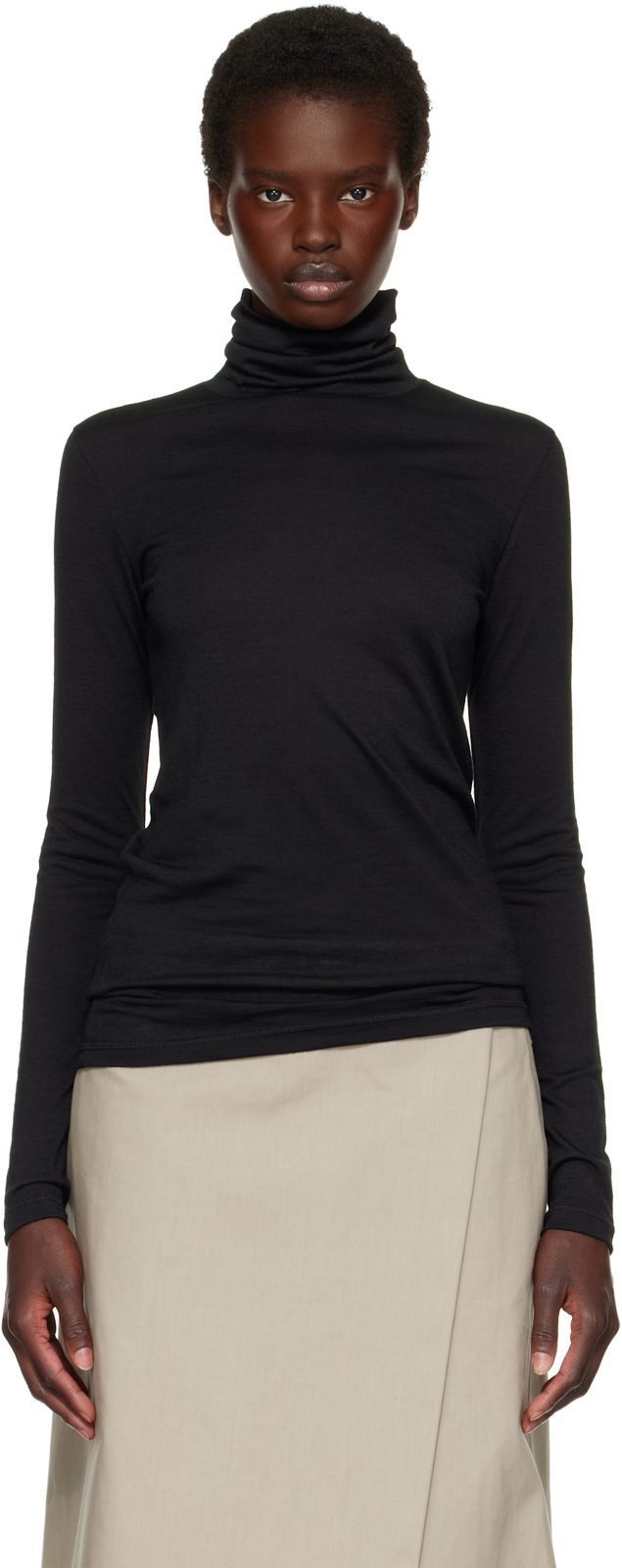 Black Wool Turtleneck 262249F099002