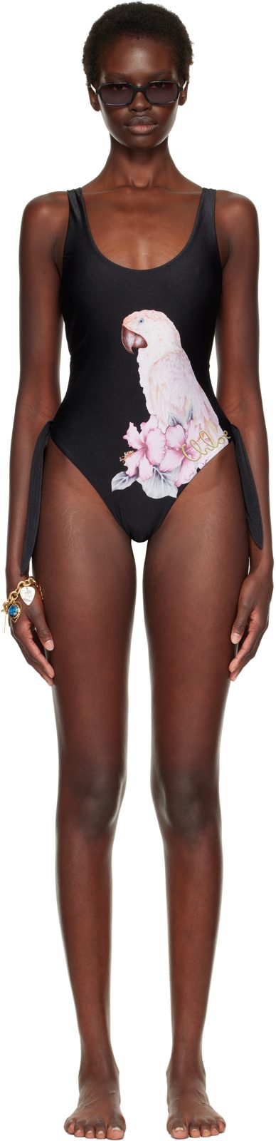Chloe Black Cut-Out One-Piece Swimsuit 262338F103000