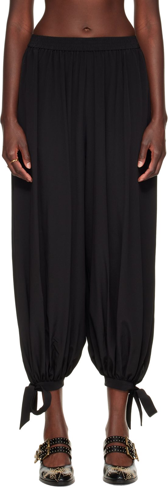 Chloe Black Fluid Pleated Trousers 262338F087000