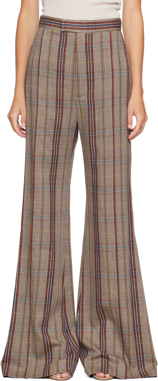 Brown Wide Leg Trousers 262314F087000