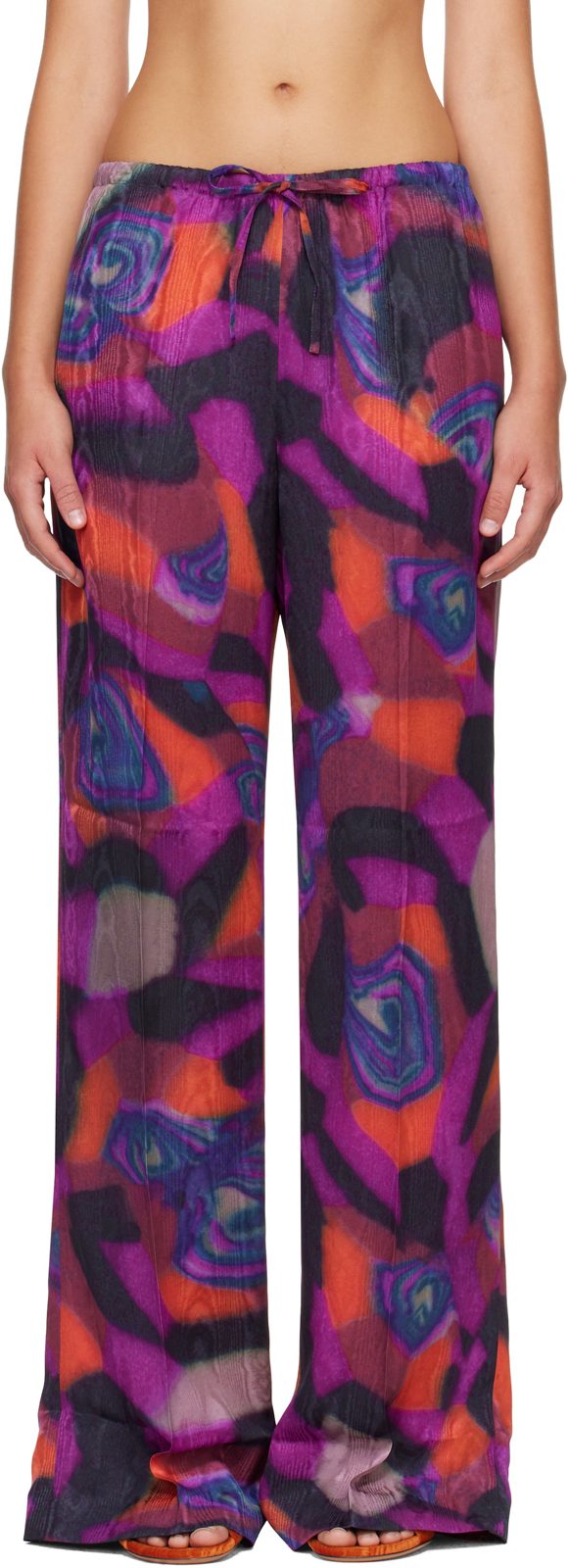 Multicolor Moire Trousers 262358F087006