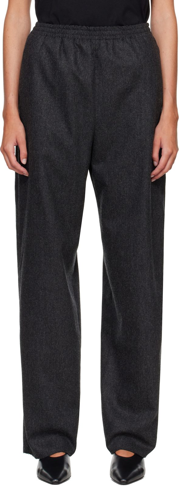 Gray Wool Flannel Trousers 262249F072000
