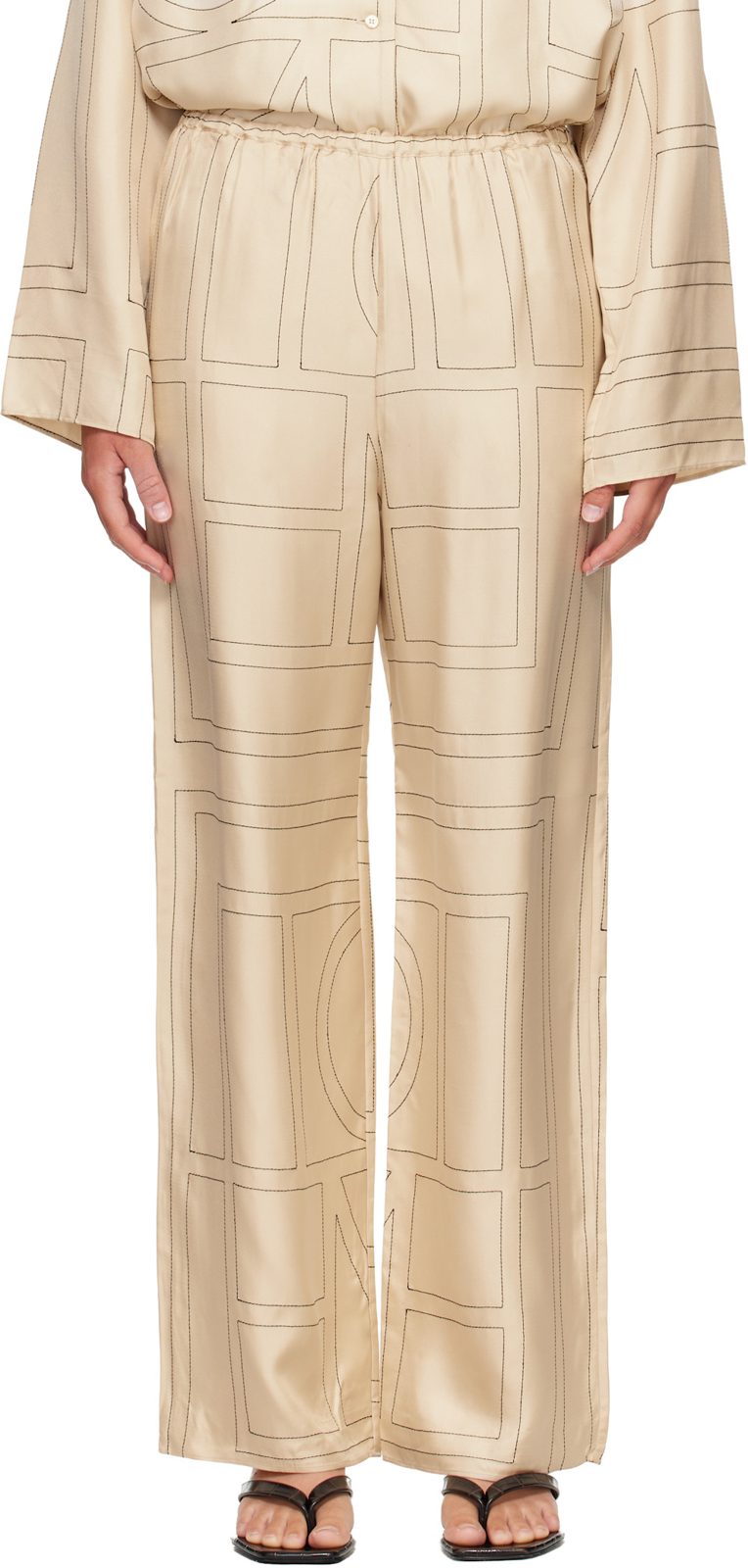 TOTEME [오프화이트] Monogram Silk PJ Lounge Pants 262771F086002