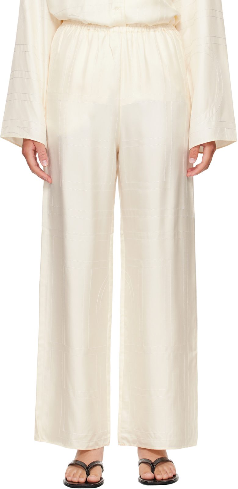 TOTEME [오프화이트] Monogram Silk PJ Lounge Pants 262771F086001