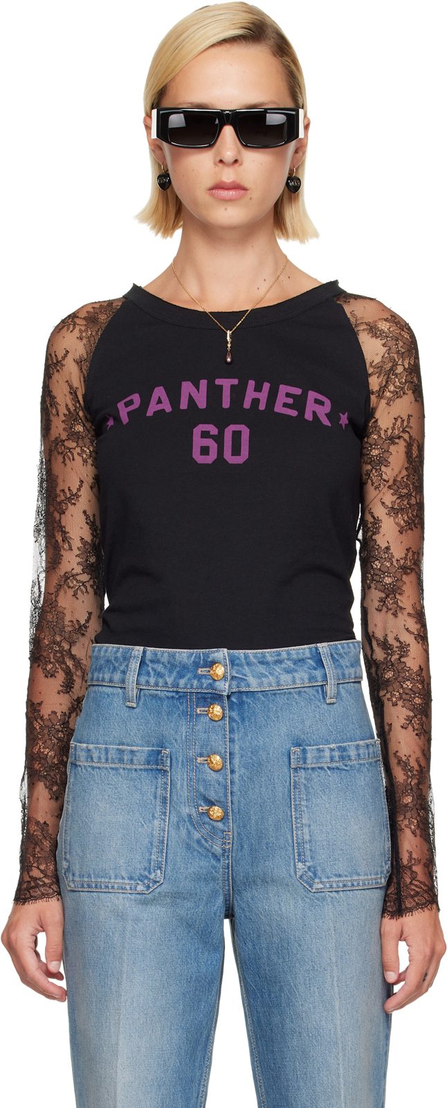 Black Lace Panther 60 T-shirt 262476F110000