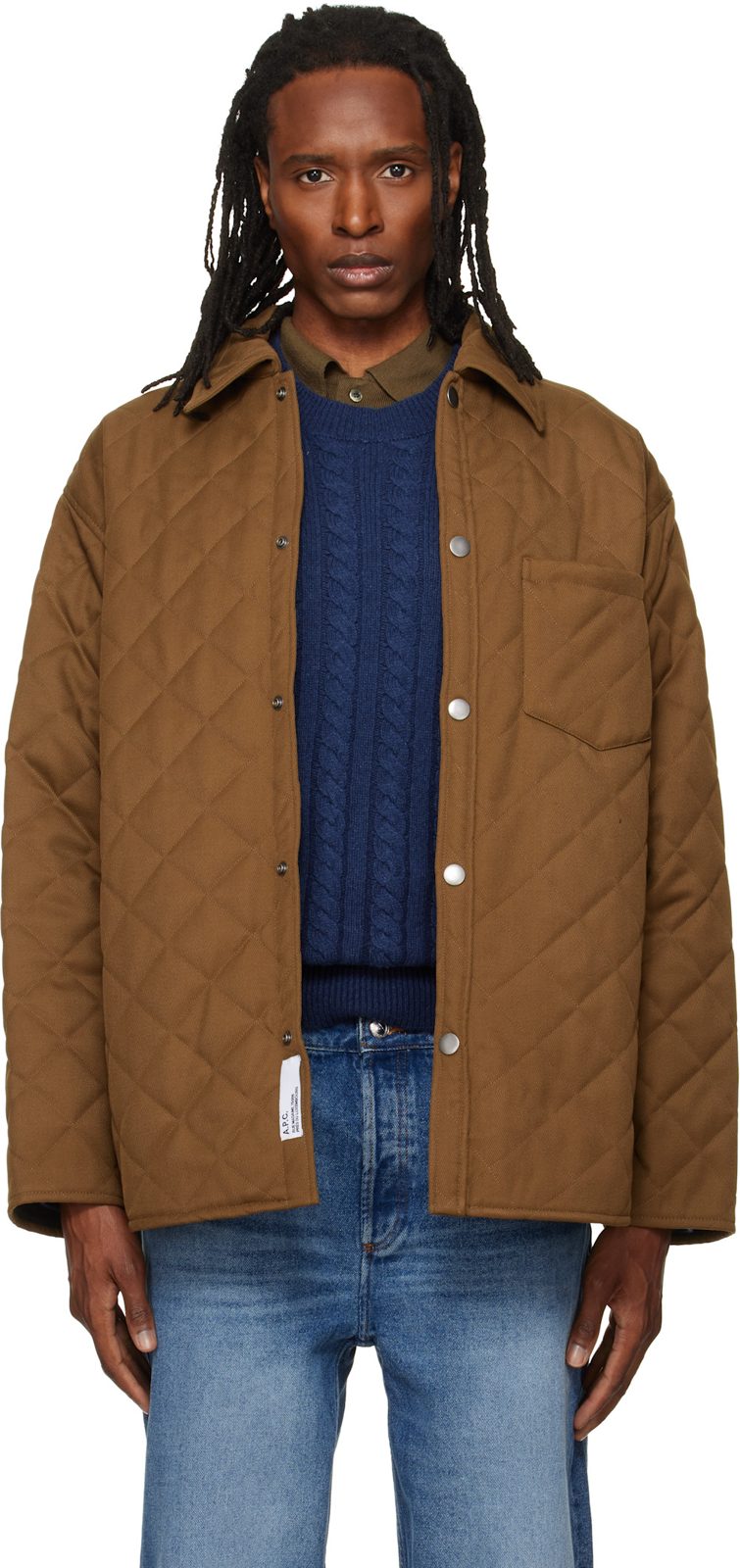 Brown Quilted Wool Jacket 262252M180006