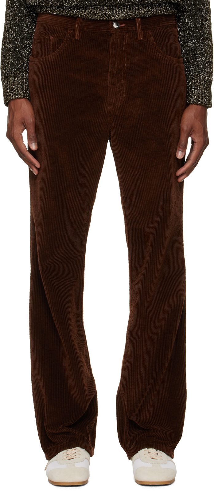 Marni Brown Corduroy Flared Trousers 262379M191007