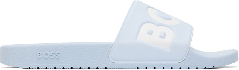 Blue Italian-Made Large Logo Detail Slides 262085M234001