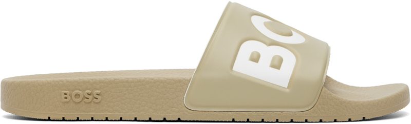 Beige Italian-Made Large Logo Detail Slides 262085M234000