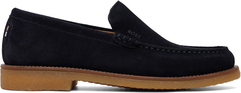 Navy Suede Loafers 262085M231005